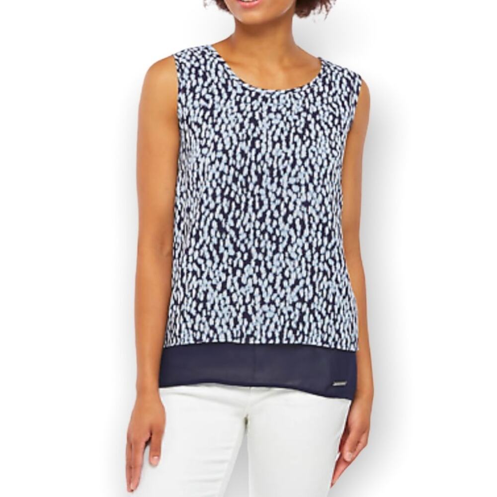 MICHAEL Michael Kors Sleeveless Blouse Blue Ikat Print Size XS New